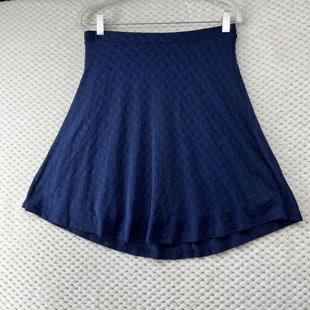 French Grey Skirt A-Line Eyelet Navy Blue Casual‎ Flared Mini M